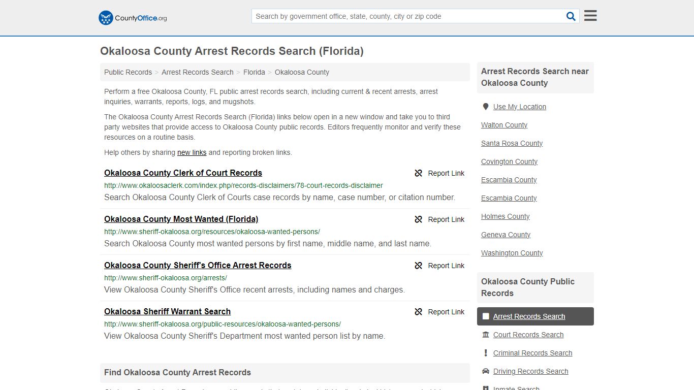 Arrest Records Search - Okaloosa County, FL (Arrests & Mugshots)
